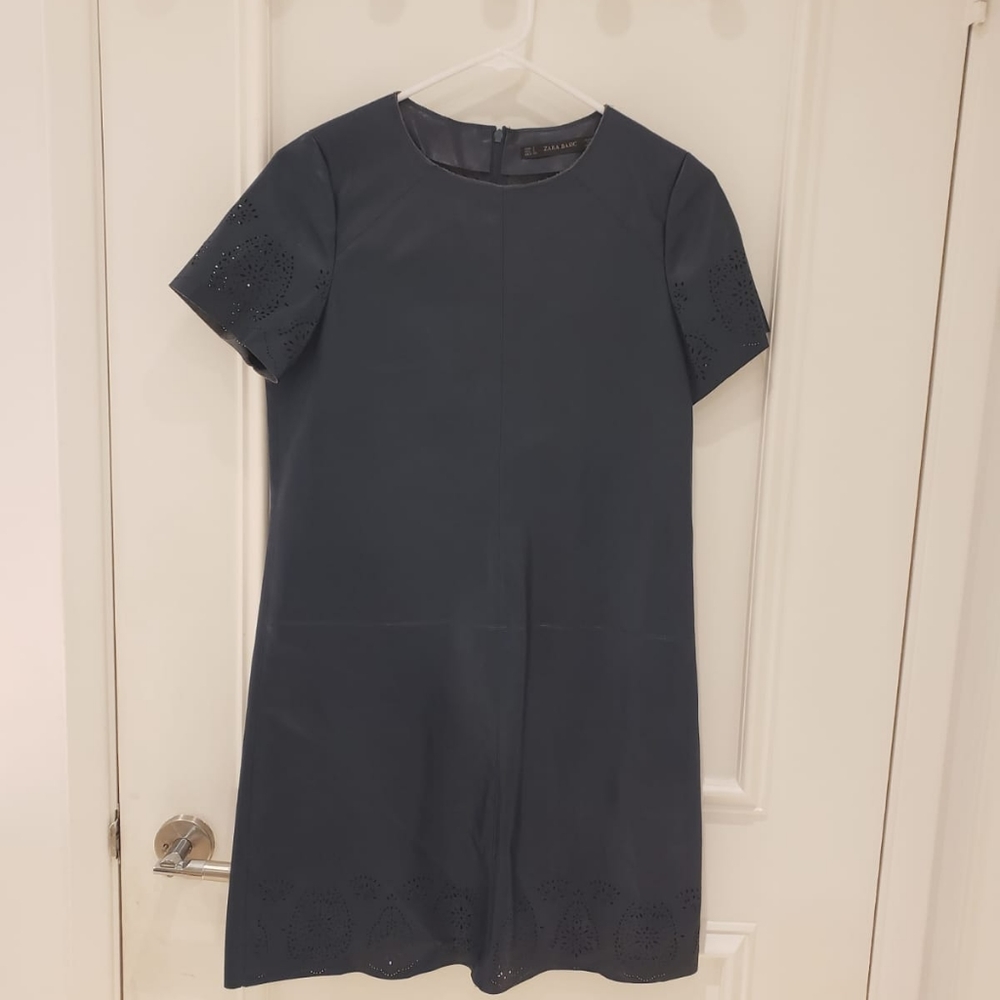Zara blue leather dress